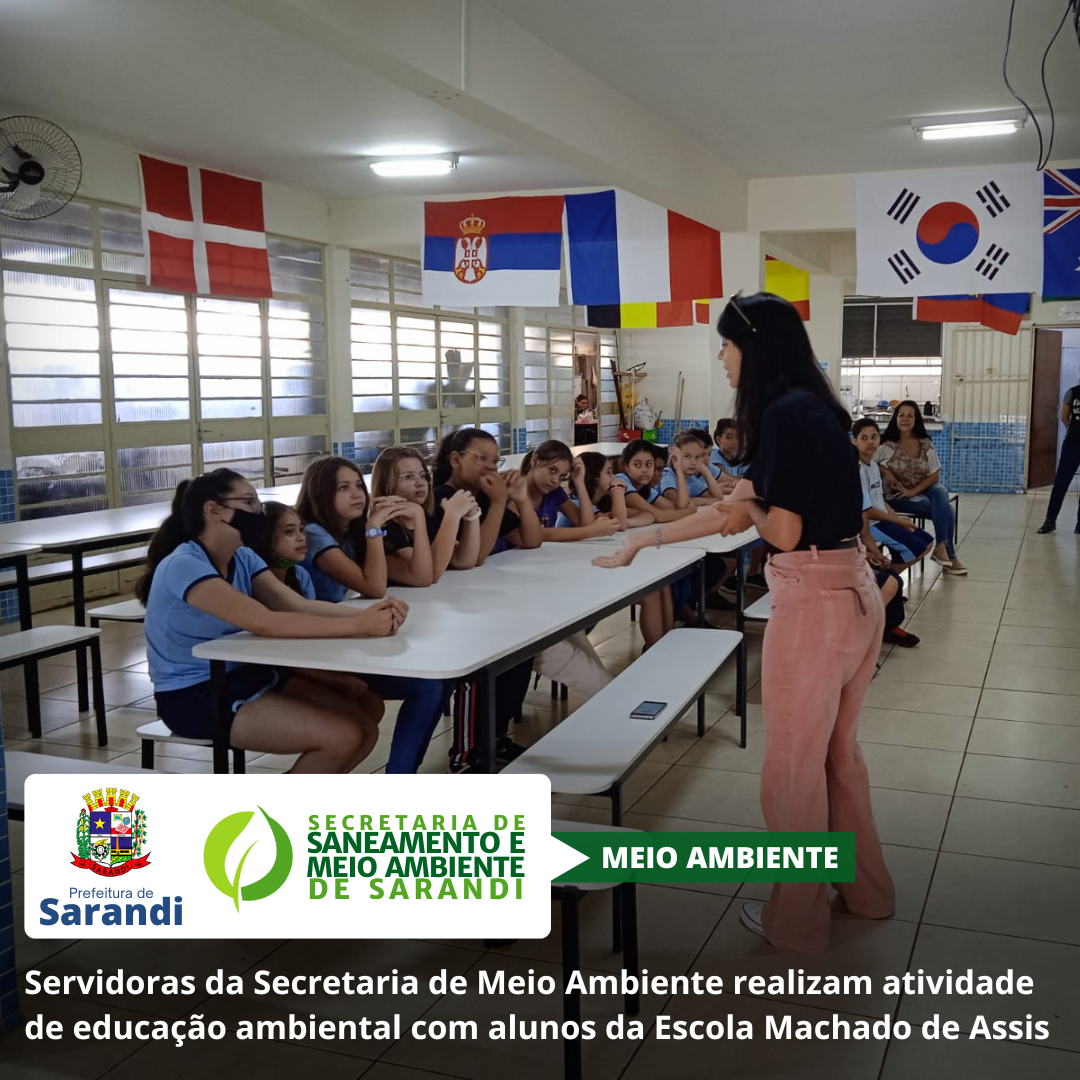 Servidoras da Secretaria de Meio Ambiente realizam atividade de educação ambiental com alunos da Escola Machado de Assis